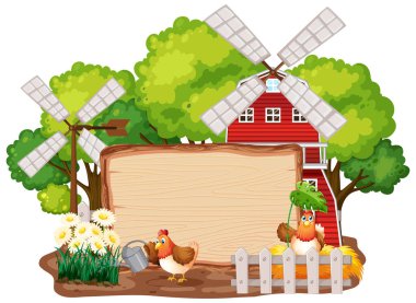 Bahçe arka planında hayvanların yer aldığı bir şablon imzala