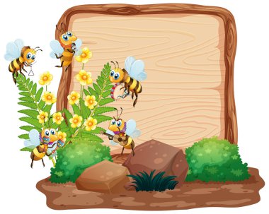 Bahçe arka planında hayvanların yer aldığı bir şablon imzala