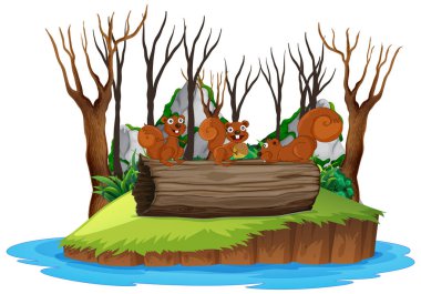 Ada çiziminde üç sincap