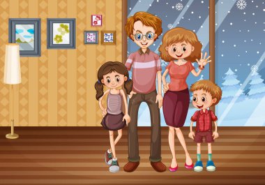 Oturma odasındaki karikatür karakteri