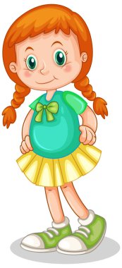 Beyaz arkaplanda gülümseyen tatlı kız.