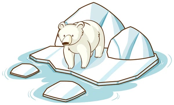 Ours Polaire Debout Sur Glace Sur Fond Blanc Illustration — Image vectorielle