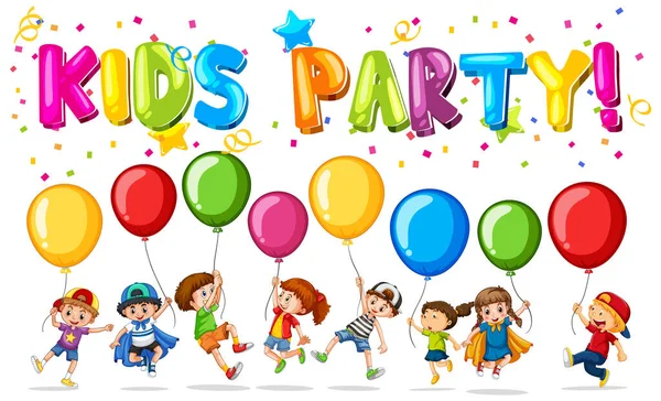 Font Design Word Kids Party Happy Kids Illustration — Stock Vector