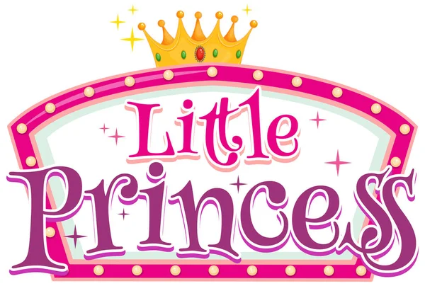 Font Design För Ord Liten Prinsessa Vit Bakgrund Illustration — Stock vektor