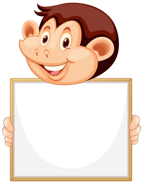 Prázdný Znak Šablony Roztomilé Opice Bílém Pozadí Ilustrace — Stockový vektor