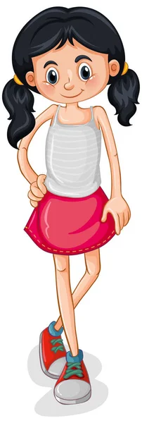 Nettes Mädchen Zeichentrickfigur Illustration — Stockvektor