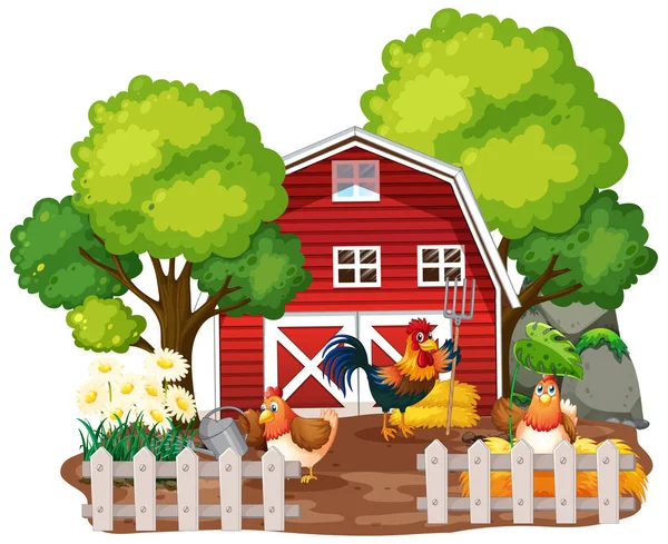Farm Theme Background Farm Animals Illustration — Stock Vector