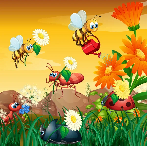 童话自然图解中的昆虫 — 图库矢量图片
