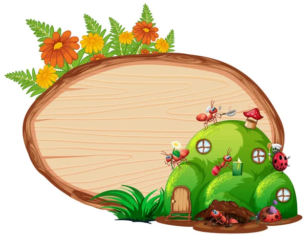 Border Template Design Mit Insekten Garten Hintergrundillustration — Stockvektor