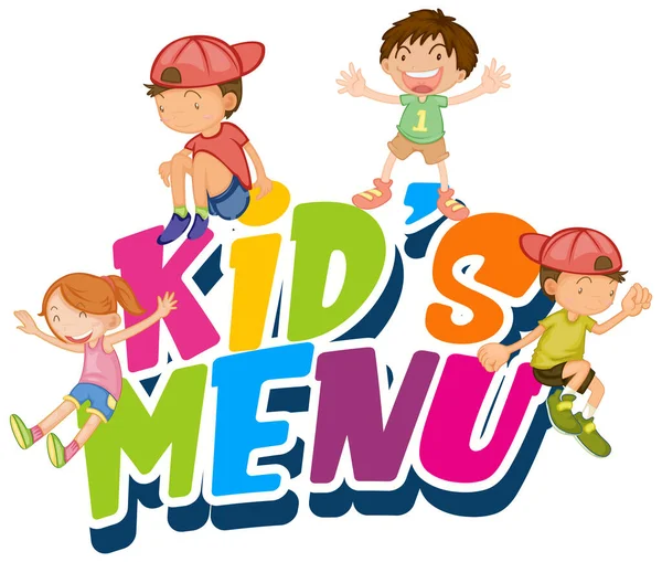 Groep Kinderen Met Kid Menu Teken Illustratie — Stockvector