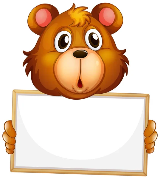 Blank Sign Template Brown Bear White Background Illustration — Stock Vector