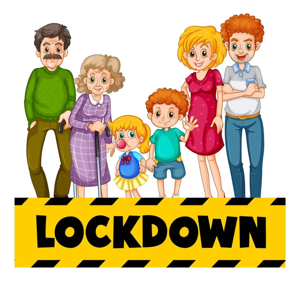 Family Member Lockdown Sign Illustration — Stock Vector