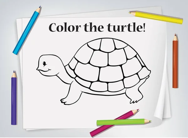 Illustration Feuille Calcul Tortue Enfants — Image vectorielle