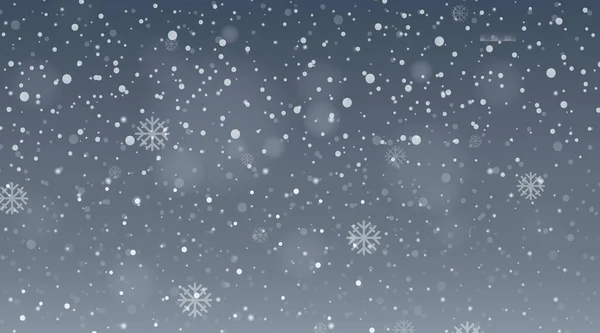 Hintergrund Design Vorlage Mit Schnee Fällt Grauen Himmel Illustration — Stockvektor