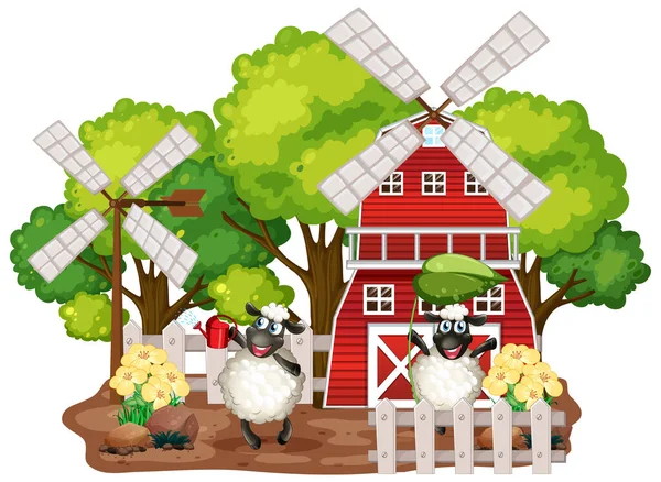 Fundo Tema Fazenda Com Animais Fazenda Ilustração — Vetor de Stock