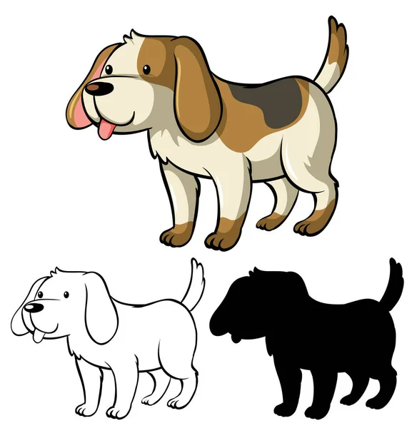 Set Van Hond Cartoon Illustratie — Stockvector