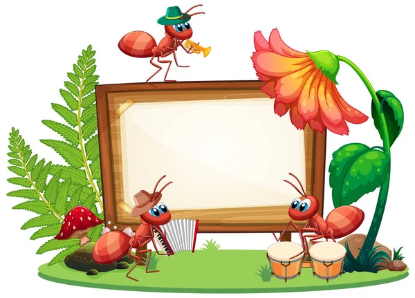 Modèle Bordure Avec Des Insectes Dans Jardin Illustration Fond — Image vectorielle