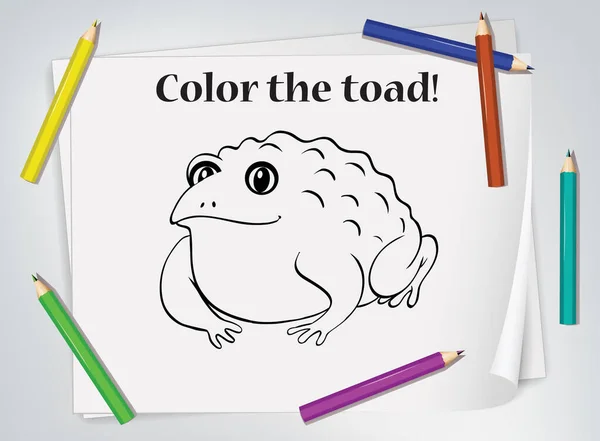 Children Toad Coloring Worksheet Illustration — Stock Vector