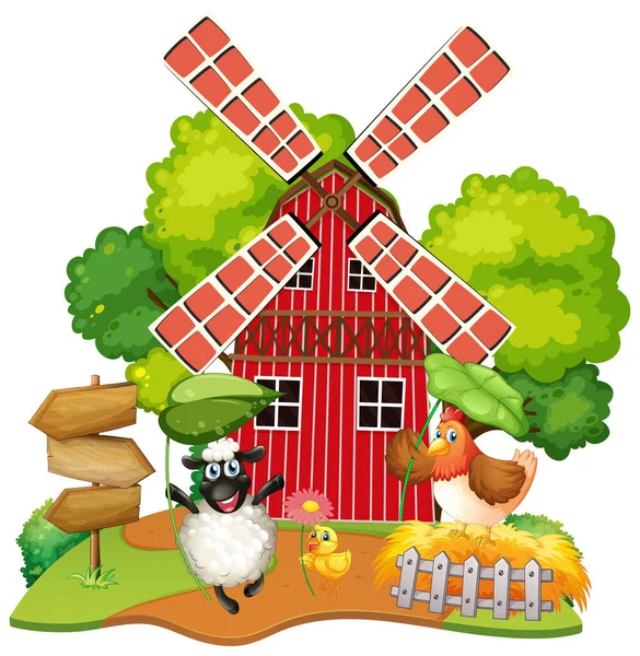 Animal Farm House Illustration — Stock Vector