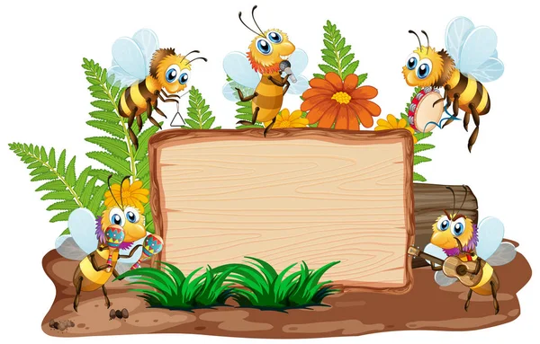Modèle Bordure Avec Des Insectes Dans Jardin Illustration Fond — Image vectorielle