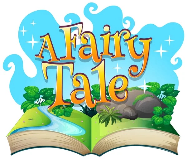 Font Design Word Fairy Tale Scene Book Illustration — Stock Vector