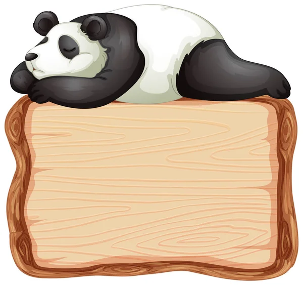 Bordsjabloon Met Leuke Panda Witte Achtergrond Illustratie — Stockvector