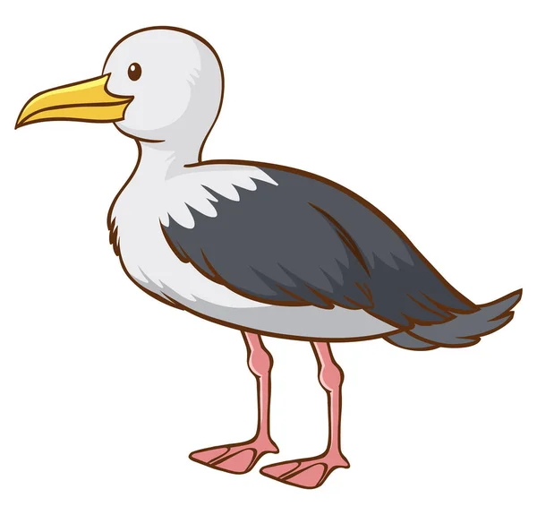 Seagull Cartoon Character White Background Illustration — Stock Vector