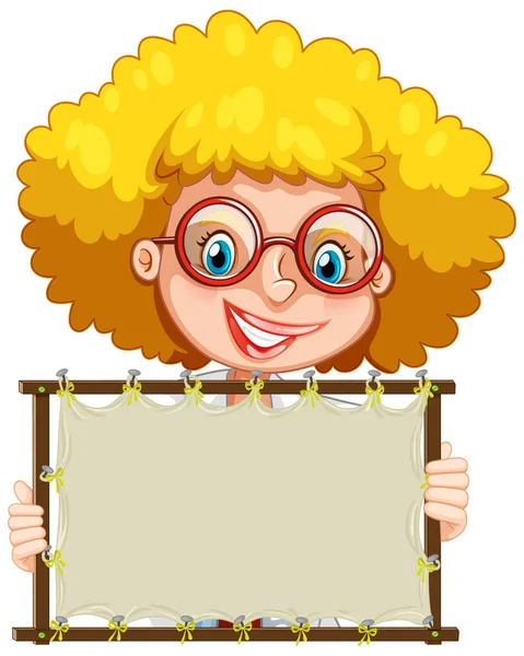 Blanco Teken Template Met Femlae Wetenschapper Witte Achtergrond Illustratie — Stockvector