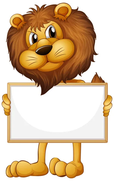 Blank Sign Template Wild Lion White Background Illustration — Stock Vector