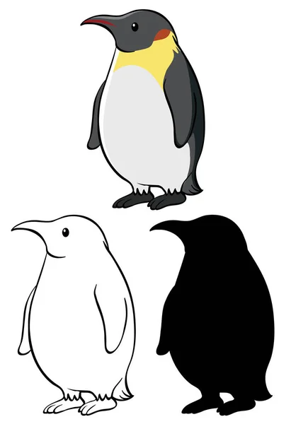 Set Van Pinguïn Cartoon Illustratie — Stockvector
