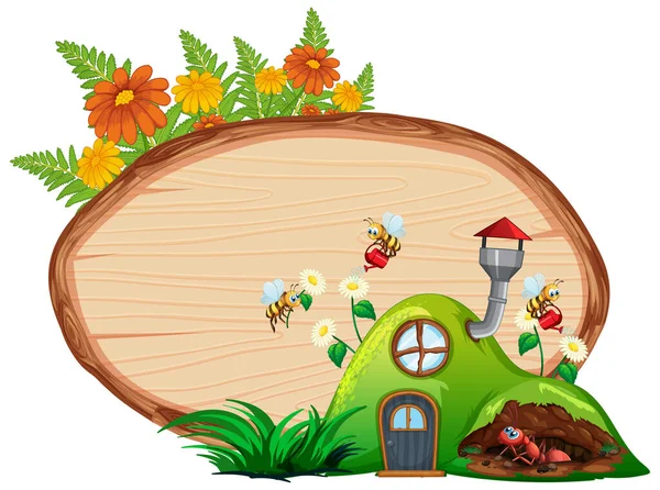花园背景图中带有昆虫的边界模板设计 — 图库矢量图片