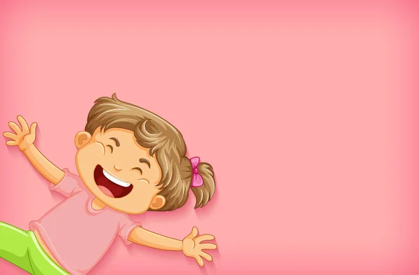 Zwykłe Tło Szczęśliwą Dziewczyną Różowej Koszuli Ilustracja — Wektor stockowy