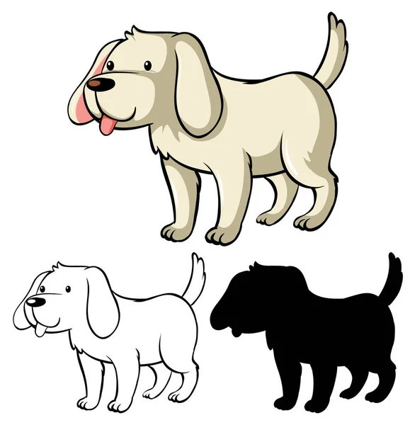 Děti Pes Zbarvení List Ilustrace — Stockový vektor