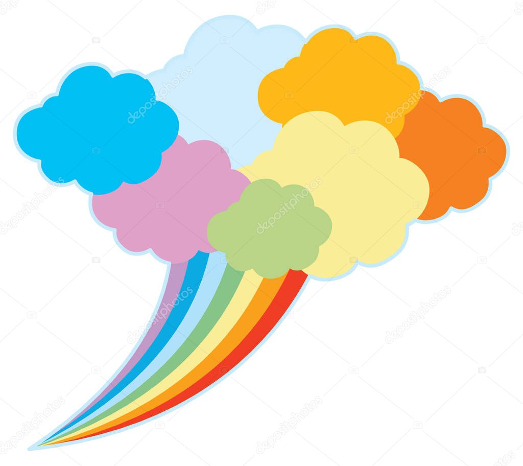 Colourful speech cloud and rainbow illustration