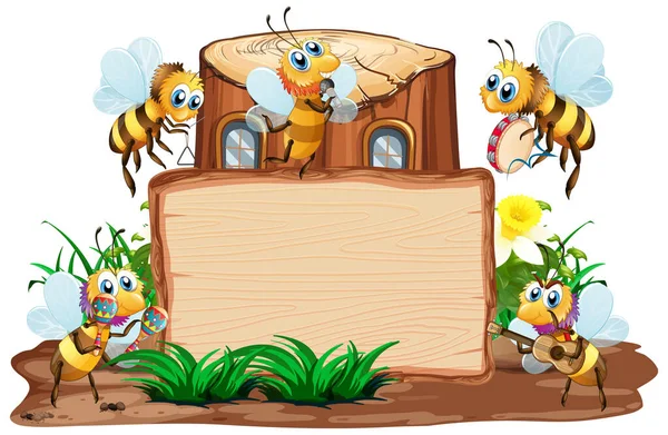 Modèle Bordure Avec Des Insectes Dans Jardin Illustration Fond — Image vectorielle
