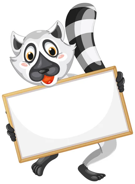 Blank Sign Template Cute Lemur White Background Illustration — Stock Vector