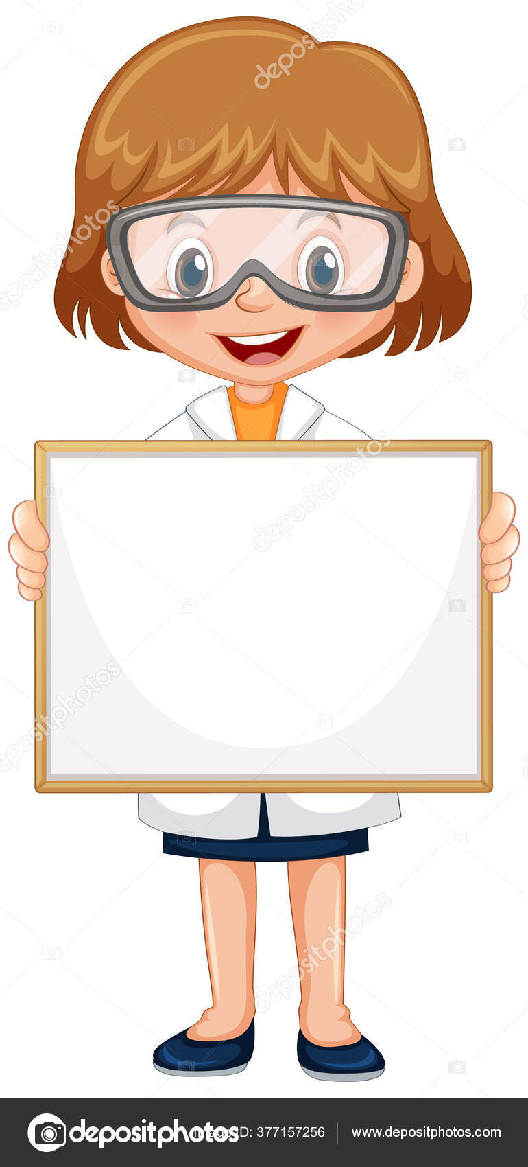 Blank Sign Template Cute Girl White Background Illustration Stock