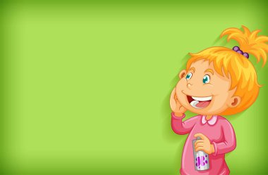 Mutlu kız illüstrasyonlu arka plan şablonu tasarımı