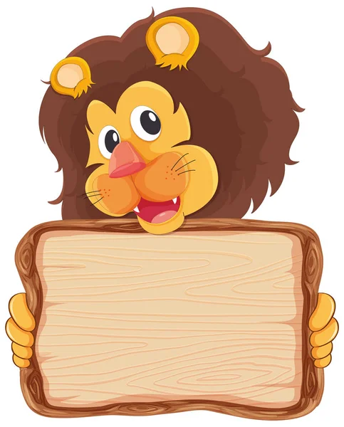 Board Template Cute Lion White Background Illustration — Stock Vector