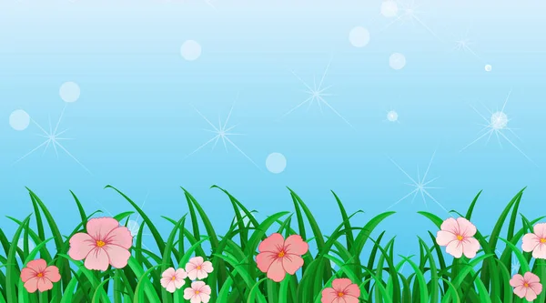 背景设计模板 园中有花卉插图 — 图库矢量图片