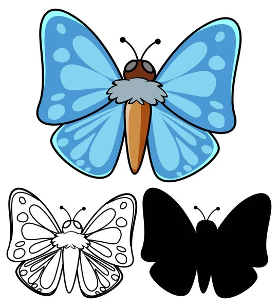 Set Butterfly Cartoon Illustration — Stock Vector