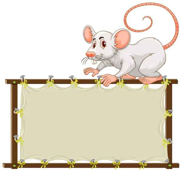 Brettschablone Mit Niedlicher Weißer Ratte Auf Weißem Hintergrund — Stockvektor