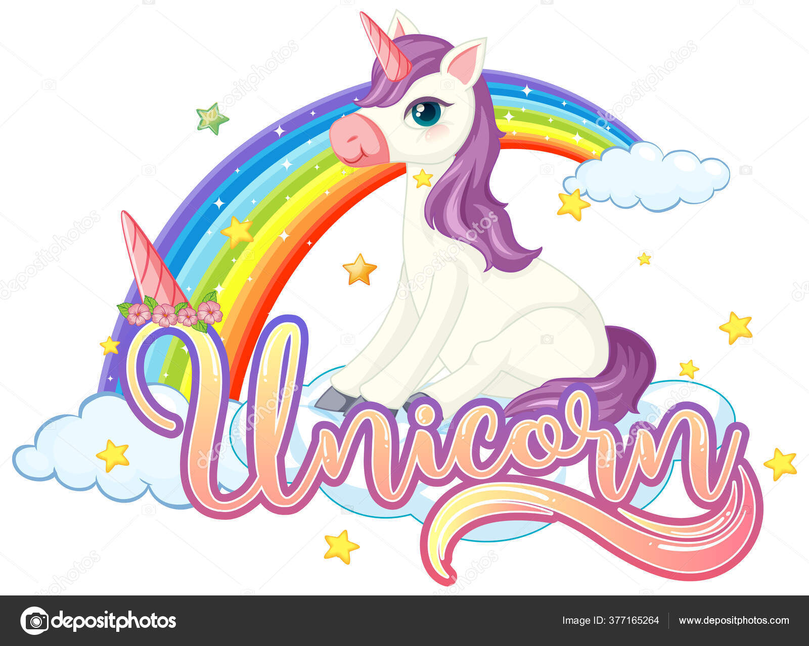 Cute Unicorn Unicorn Sign Illustration Vector Image By C Interactimages Vector Stock 377165264