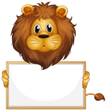Beyaz arkaplanda vahşi aslanlı boş işaret şablonu