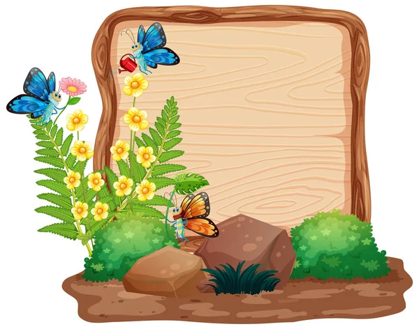 Sign Template Animals Garden Background Illustration — Stock Vector