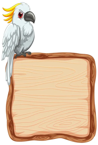 Board Template Cute Cockatoo White Background Illustration — Stock Vector