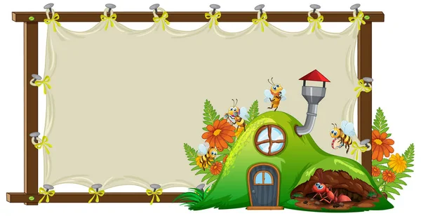 Border Template Design Mit Insekten Garten Hintergrundillustration — Stockvektor