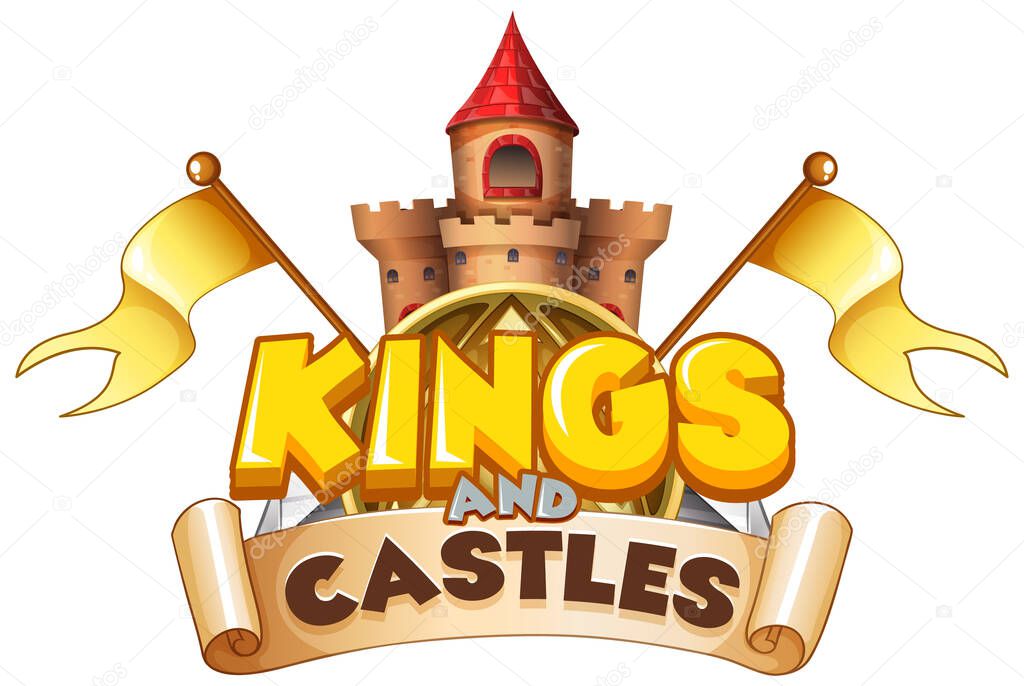 Font design for word kings and castles on white background illustration