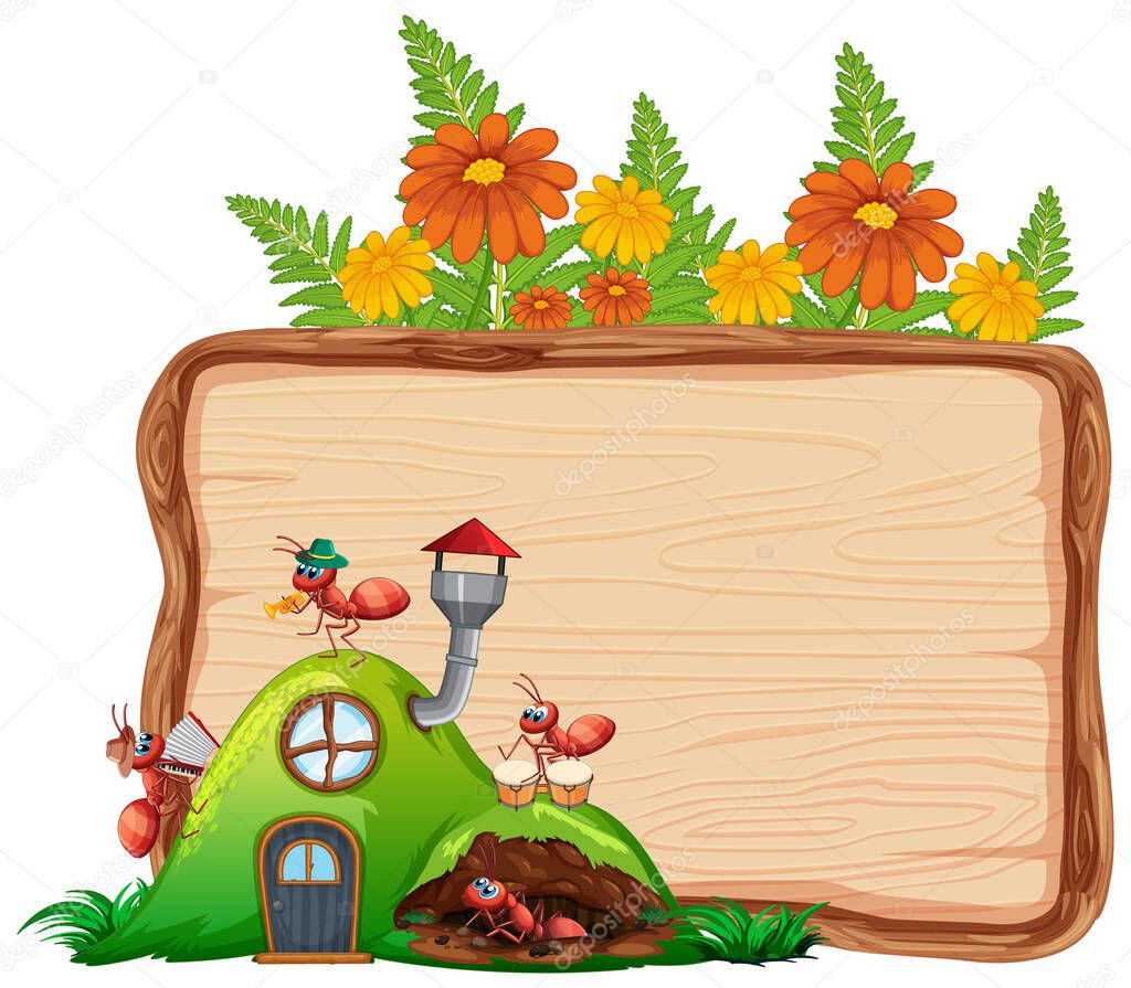 Border template design with insects in the garden background illustration