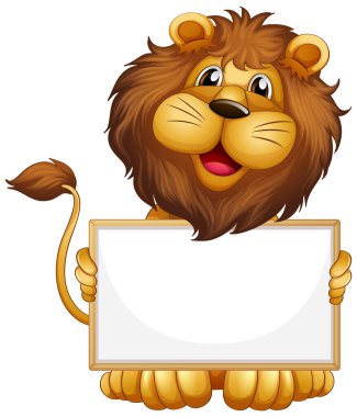 Beyaz arkaplanda vahşi aslanlı boş işaret şablonu